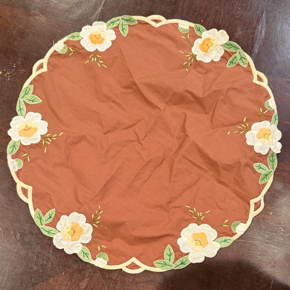 Other - Floral Embroidered stitched Brown German doily with sweet rose pattern